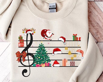 Treble Clef Sweatshirt, Christmas Treble Clef Shirt, Christmas Musician Shirt, Pianist Shirt, Music Lover Shirt, Violin Shirt, Music Notes