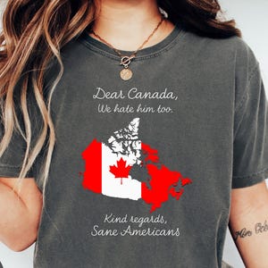 Dear Canada We Hate Him Too Shirt, Sane Americans Shirt, Protest Shirt, Anti Trump Shirt, Anti Maga Shirt, FDT Shirt, Canadian Independence