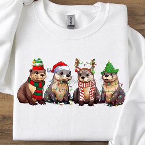 Christmas Otters Sweatshirt, Otters Christmas Lights Shirt, Christmas Animals Shirt, Otter Lover Shirt, Family Christmas Shirt, Otter Shirt