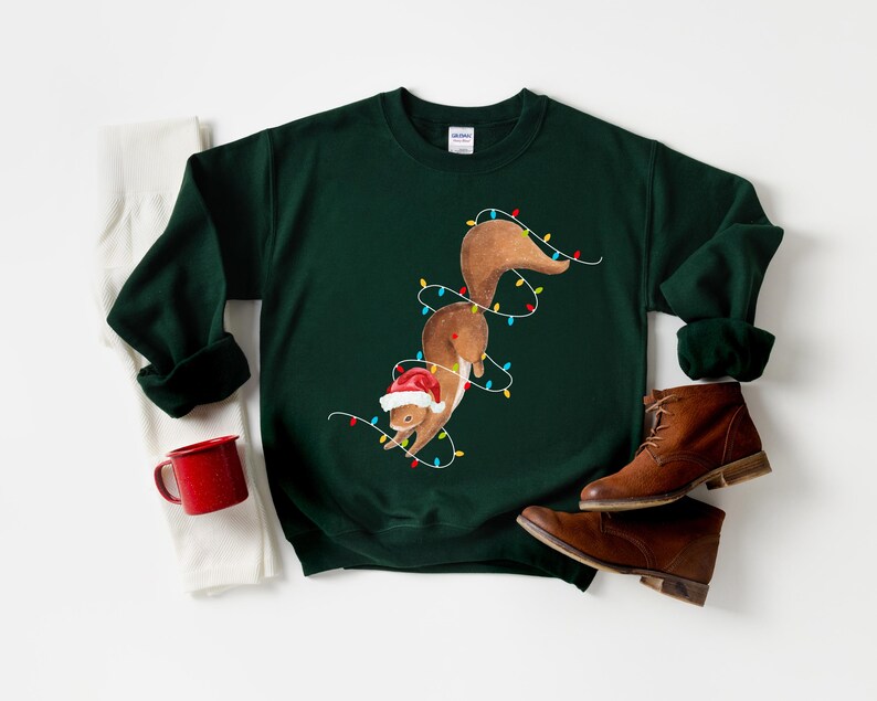Squirrel Christmas Lights Shirt, Funny Christmas Animals Shirt