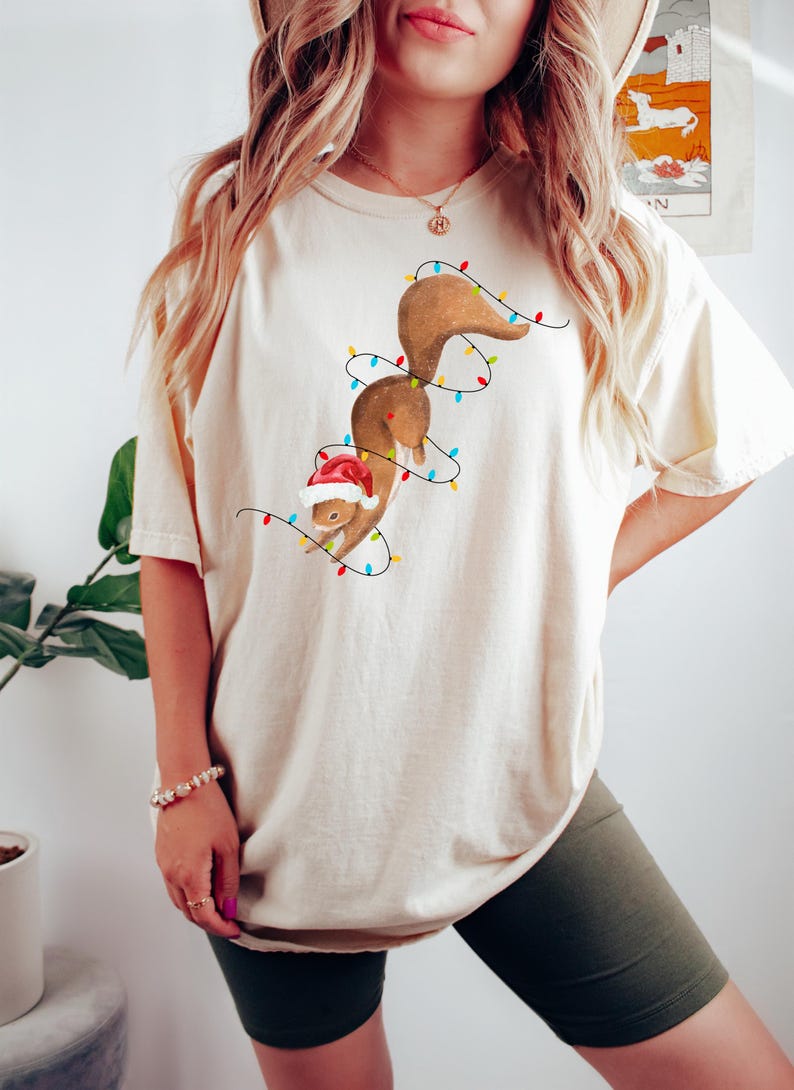 Squirrel Christmas Lights Shirt, Funny Christmas Animals Shirt