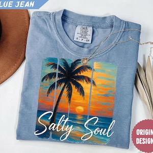 Comfort Colors® Salty Soul Shirt, Retro Beach Shirt, Retro Summer Shirt, Vacation Shirt, Aesthetic Shirt, Ocean Lover Gift, Girls Trip Tee
