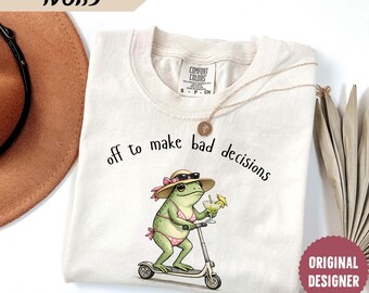 Comfort Colors® Off to Make Bad Decisions Shirt, Bikini Frog Shirt, Coastal Shirt, Summer Shirt, Funny Beach Shirt, Margarita Shirt