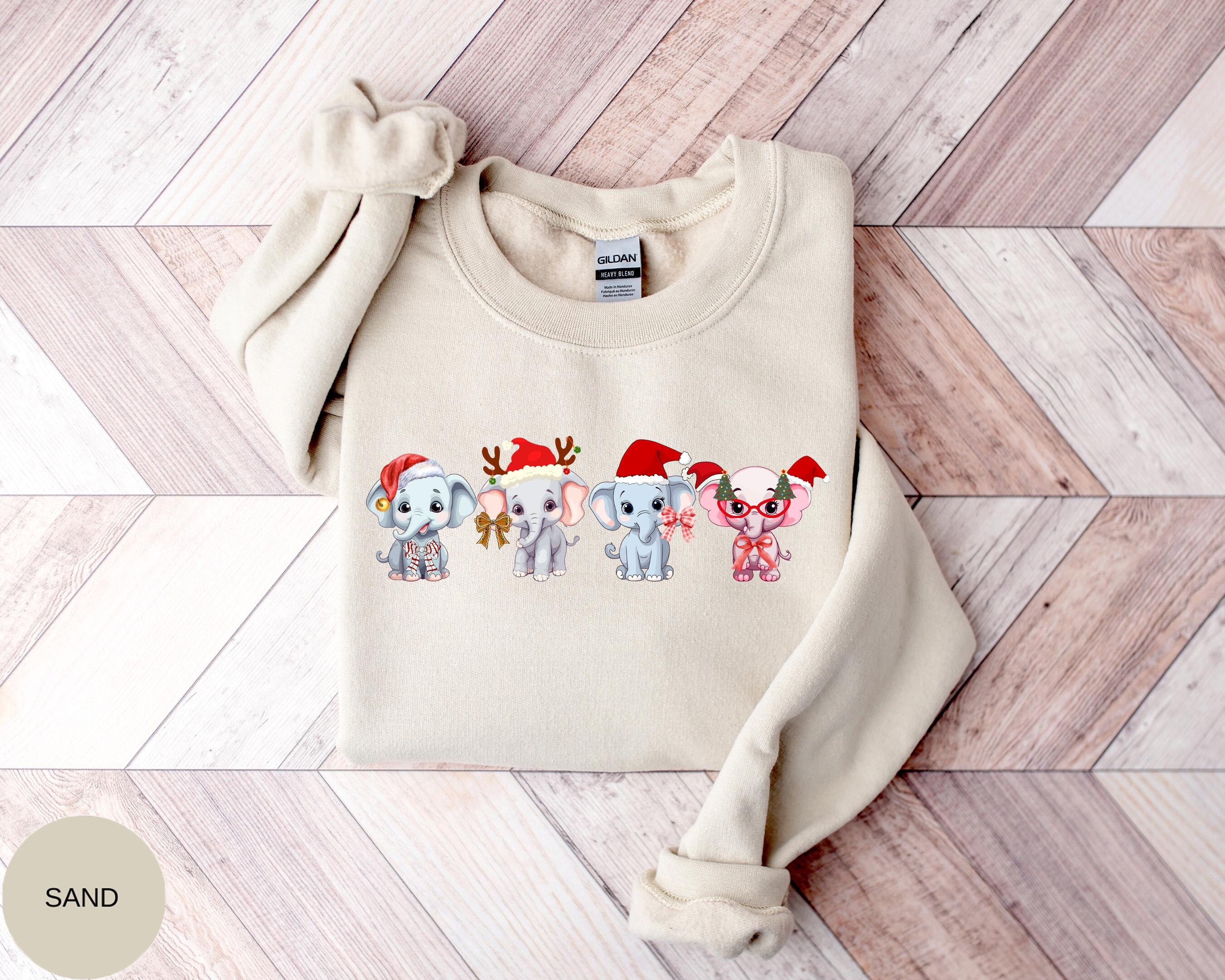 Baby Elephants Christmas Shirt, Cute Elephant Shirt, Christmas Lights Sweater, Christmas Animals Shirt, Adorable Elephant Shirt, Xmas Animal