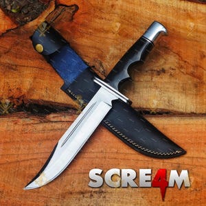 Scream Replica Knife Bloody Ghostface Replica Buck 120 Hunting Knife Movie Replica Horror Movie Prop Real Blade Anniversary Gift
