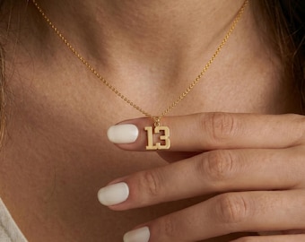 Custom Lucky Number Necklace,Personalized Gold Number Pendant,Dainty Angel Number Jewelry,Sports Jersey Charm,Meaningful Gift for Her