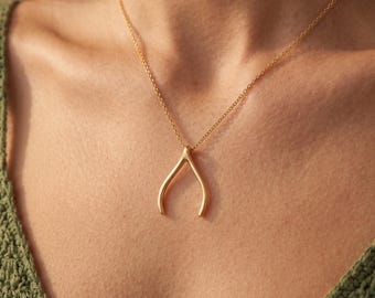 14K Gold Ring Holder Necklace, Gold Wishbone Ring Holder, Gift For Her