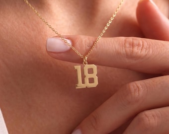 Custom Lucky Number Necklace,Personalized Gold Number Pendant ,Dainty Angel Number Jewelry,Sports Jersey Charm,Meaningful Gift for Her