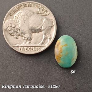 Genuine Kingman Turquoise Cabochon Single. Handmade.  backed and stabilized. #1286