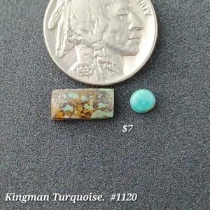 Coppia di cabochon di turchese Kingman originali. Fatti a mano. Con supporto, stabilizzati #1120
