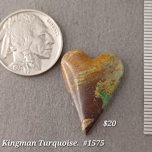 Oryginalny kaboszon Kingman Turquoise Heart. Ręcznie robiony. Podklejony, stabilizowany #1575