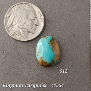 Genuine Kingman Turquoise Cabochon Single. Handmade.  backed and stabilized. #1554