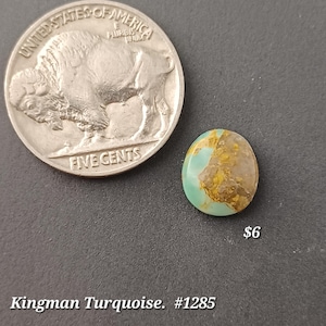 Genuine Kingman Turquoise Cabochon Single. Handmade.  backed and stabilized. #1285