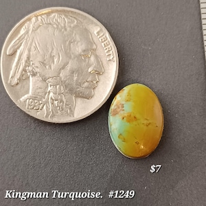Genuine Kingman Turquoise Cabochon Single. Handmade.  backed and stabilized. #1249
