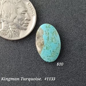 Genuine Kingman Turquoise Cabochon Single. Handmade.  backed and stabilized. #1133