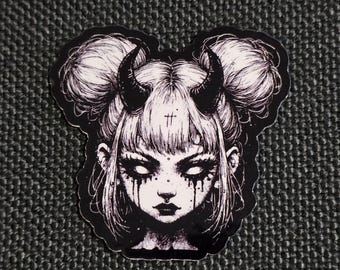 Sticker Kindle  Sticker Gothic Girl Sticker Horned Girl Sticker Dark Romance Sticker Bookish Sticker Vinyl Sticker