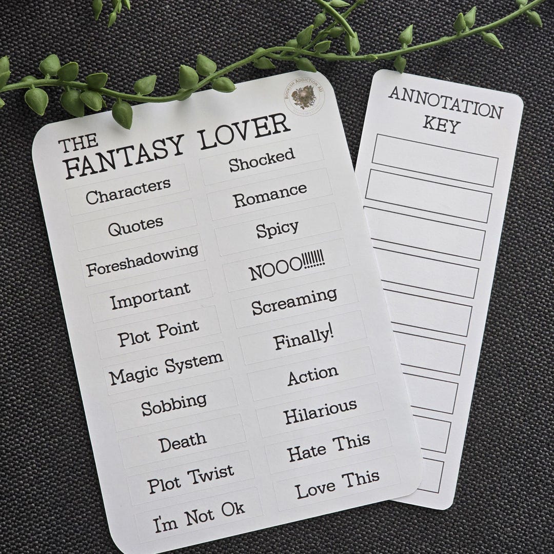 Fantasy Book Annotation Stickers Kit: Romantasy Bookmark Key - Etsy