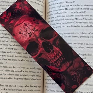 Roter Schädel Blumen Lesezeichen | Lesezeichen Lesezeichen | Smutty Lesezeichen | Lesezeichen Lesezeichen| Gothic Lesezeichen