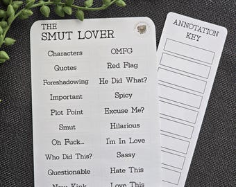 Set met stickers voor boekannotatie donker romantiek met sleutelbladwijzer