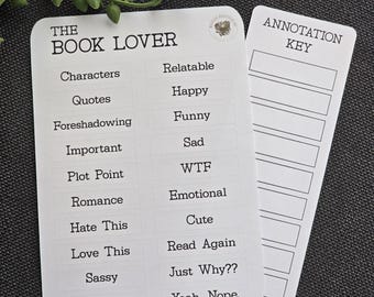 Kit met stickers voor romantische boekannotaties met sleutelbladwijzer