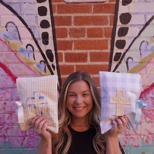 Handmade Cotton Bible Sleeve/Cover: Floral, Gingham, Toile with Cross Applique