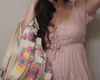 Handmade Medium-Sized Vintage Quilted Crossbody / Bum-Bag