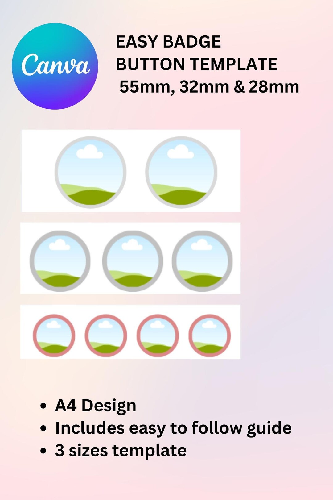 Easy Badge Button Template Pinback Button Badge Template Canva