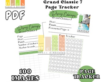 GRAND CLASSICS 7 PAGE Tracker, 100 Images, Printable Colour Tracker, Colour Swatches, Disney Colour By Number, Colour Journal And Organiser