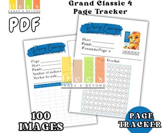 GRAND CLASSICS 4 PAGE Tracker, 100 Images, Printable Colour Tracker, Colour Swatches, Disney Colour By Number, Colour Journal And Organiser