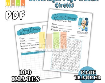 CIRCLES Page Tracker, 100 Images, Printable Tracker, Colour Swatches, Disney Colour By Number, Colour Organiser
