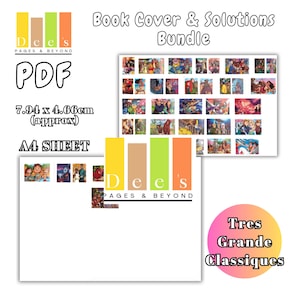 Peut inclure: Un ensemble de couvertures de livres et de solutions, intitulé "Book Cover & Solutions Bundle". L'image comprend le texte "PDF" et "A4 SHEET". Les dimensions sont d'environ 7,94 x 4,66 cm. L'image comprend également le texte "Tres Grande Classiques".