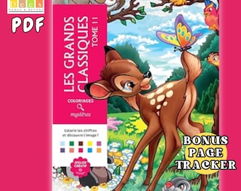 100 Pages Disney Coloriage PDf | Colour By Number | GRAND CLASSICS 11 | Instant Digital Download | Printable Disney Art | Bonus Page Tracker