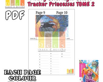 Disney Princesses 2 Colour By Number Colour Tracker, 100 Pages (PDF)