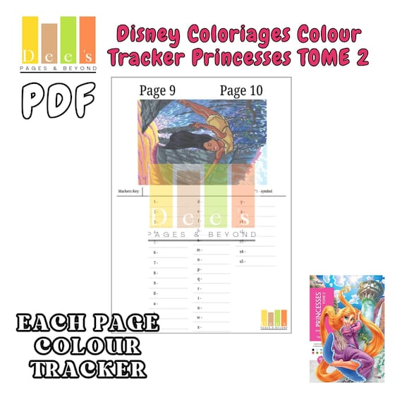 Disney Princesses 2 Colour By Number Colour Tracker, 50 Pages (PDF)