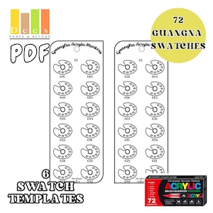 GUANGNA Marker Swatches: 72 Spaces Printable Colour Tracker (PDF Pattern)