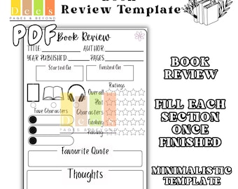 Book Review Journal Template: Printable A5 PDF for Reading Enthusiasts
