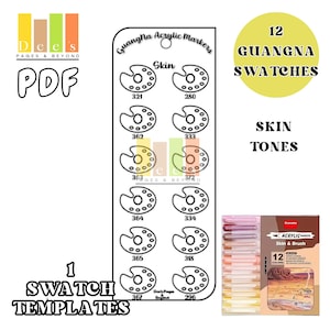Guangna Skin Tone Swatches: 12-Space Acrylic Marker Tracker (Printable PDF)