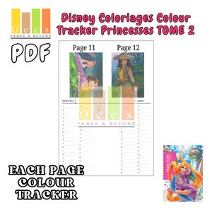 Disney colour by number printable featuring Disney Princesses Tome 2, 100-page PDF digital download for tracking colouring the Disney Coloriages Colour By Number Books.