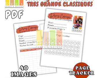 Tres Grande Classiques Page Tracker, 40 Images, Printable, Colour Swatches, Disney Colour By Number, Organiser