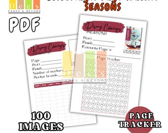 SEASONS Page Tracker, 100 Images, Printable, Swatches, Disney Colour By Number, Colour Organiser