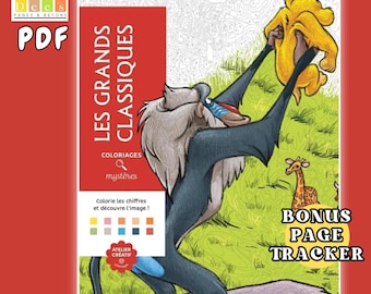 100 Pages Disney Coloriage PDf | Colour By Number | GRAND CLASSICS 1 | Instant Digital Download | Printable Disney Art | Bonus Page Tracker