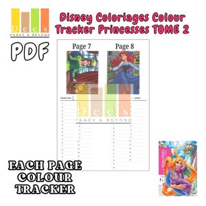 Disney colour by number printable featuring Disney Princesses Tome 2, 100-page PDF digital download for tracking colouring the Disney Coloriages Colour By Number Books.