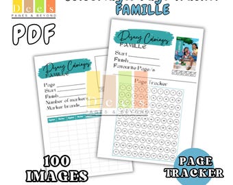 FAMILLE Page Tracker, 100 Images, Printable, Swatches, Disney Colour By Number, Colour Organiser
