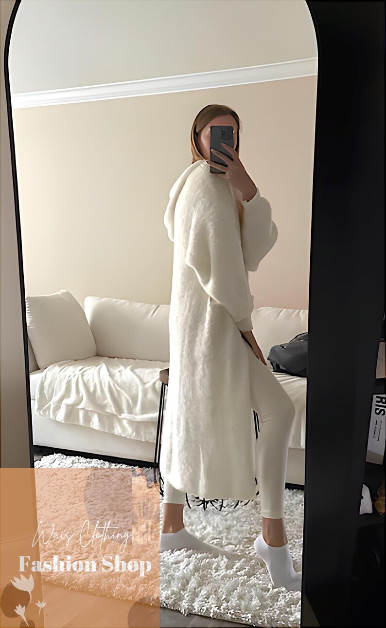 Knitted Fluffy Long Cardigan, Warm Winter/autumn Knitted Fluffy Long