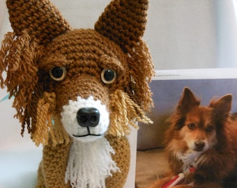 Custom Crochet Dog, Australian Shepard, Made to Look Like Owner's Dog, Stuffed Dog, Custom Dog, Pet Memorial, Dog Memorial, Look Alike