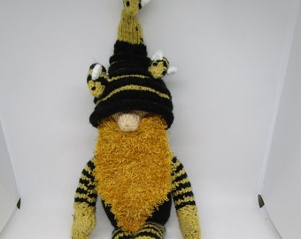 Bumble Bee Gnome, Gnome Doll, Bee Gnome Doll, Black and Yellow Bee Doll, Gnome, Bumble Bee, Knitted Bumble Bee Doll, Knitted Gnome