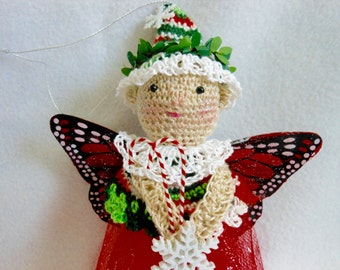 Adorno navideño de hada, adorno navideño de ganchillo, muñeca de hada, invierno, Navidad, adorno para árbol, mágico, fantasía, decoración del hogar, Ornie