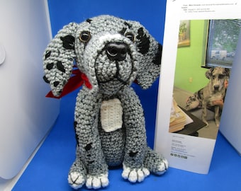 Gran Danés Merle de ganchillo, perro de peluche personalizado, recuerdo para mascotas