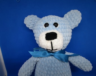 Oso de peluche azul de ganchillo, oso de chenilla, oso de chenilla azul, oso de peluche de ganchillo, oso de peluche, oso de peluche azul, oso de peluche de chenilla