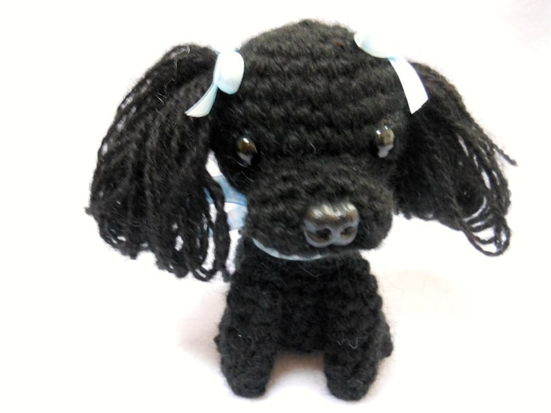 Canine Dog Lover Small Black Poodle Crochet Dog Stuffed Animal Amigurumi Stuffed Dog